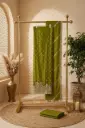 Olive Green Embroidered Chanderi Silk Unstitched Suit Material