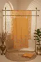 Mustard Yellow Silk Unstitched Suit with Floral Embroidery