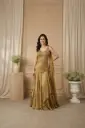 Antique Gold Embellished Corset Crop Top with Draped Skirt Set