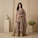 Metallic Mauve Tissue Kurti Sharara Set with Dupatta