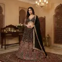 Black Georgette Multi-Color Resham and Mirror Work Lehenga Set