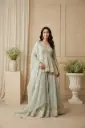 Sage Green Handcrafted Peplum Kurti with Sharara and Dupatta