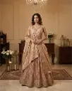 Blush Rose Gold Pleated Tissue Silk Designer Lehenga Set