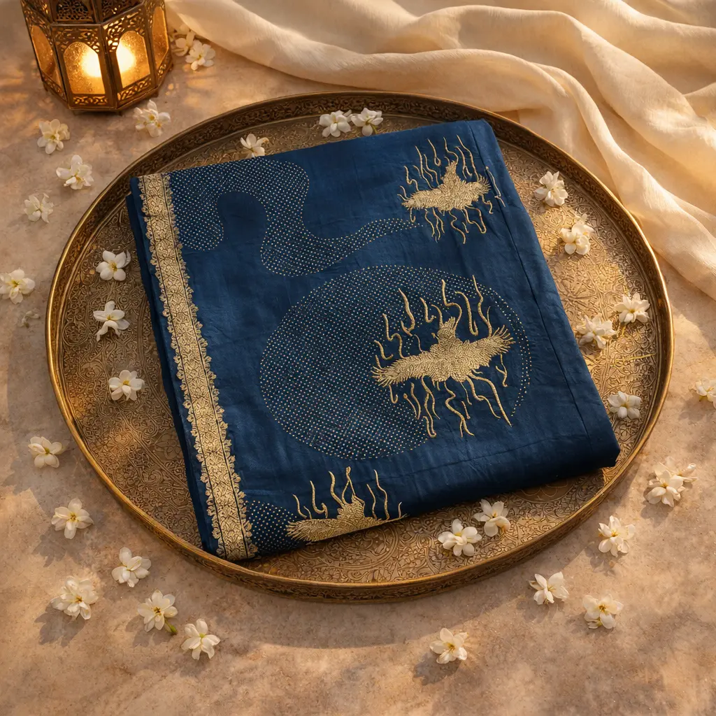 Elegant Blue Silk Saree with Embroidery