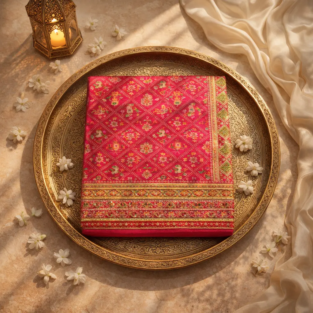Luxury Pink Silk Saree with Zari Borders