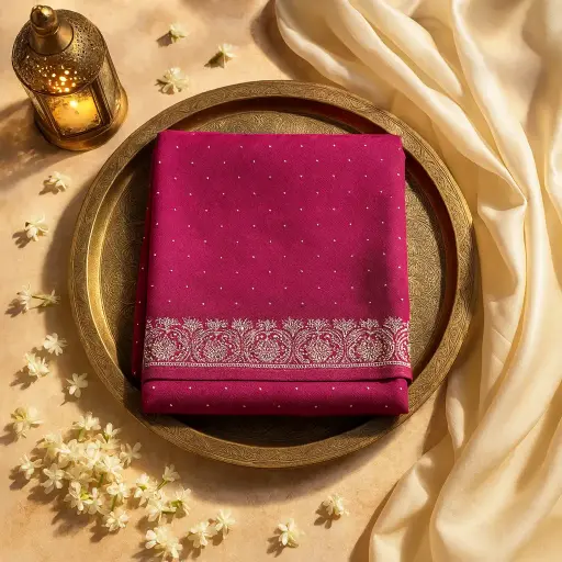 [02417001ED97E3] Exquisite Magenta Embellished Designer Saree with Intricate Border