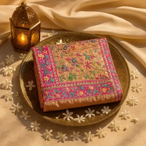 [70313001EU03F2] Elegant Floral Embroidered Festive Saree with Intricate Sequin Work 