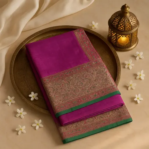 [01417001EU95F2] Magenta Silk Designer Saree with Zari Embroidery 