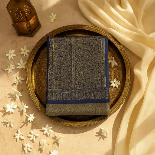 [90517001EU36F2] Elegant Royal Blue Zari Woven Festive Banarasi Saree