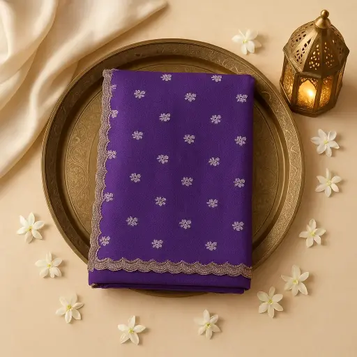 [42317072EX57F2] Elegant Purple Floral Zari Embellished Designer Saree