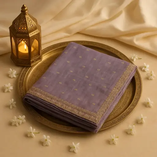 [42317072EX66F2] Exquisite Lavender Hand-Embellished Designer Saree with Ornate Border