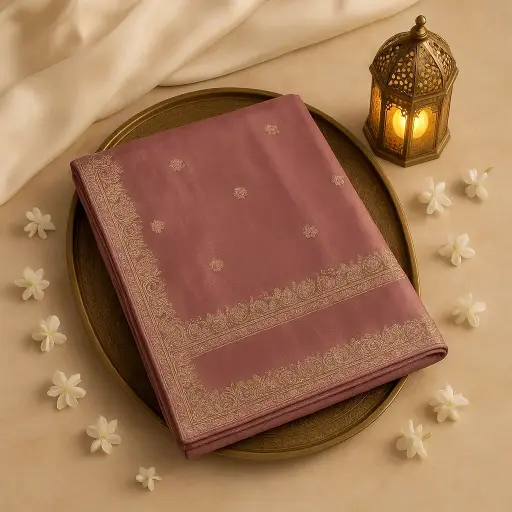 [70317091EX41F2] Elegant Mauve Designer Saree with Intricate Zari Border