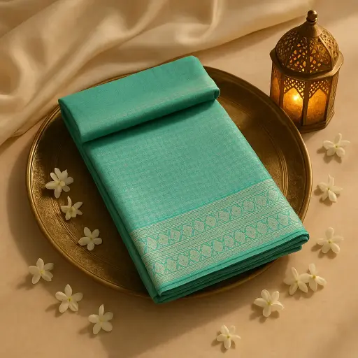 [67309001EV98F2] Exquisite Emerald Green Zari Woven Kanjivaram Designer Silk Saree
