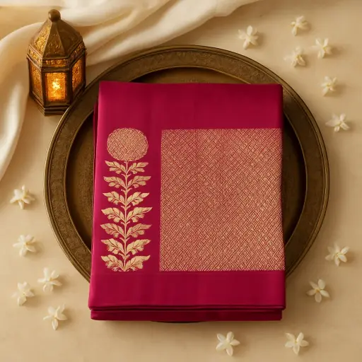 [80109001EW30F2] Exquisite Hot Pink Handwoven Silk Saree with Traditional Zari Motifs
