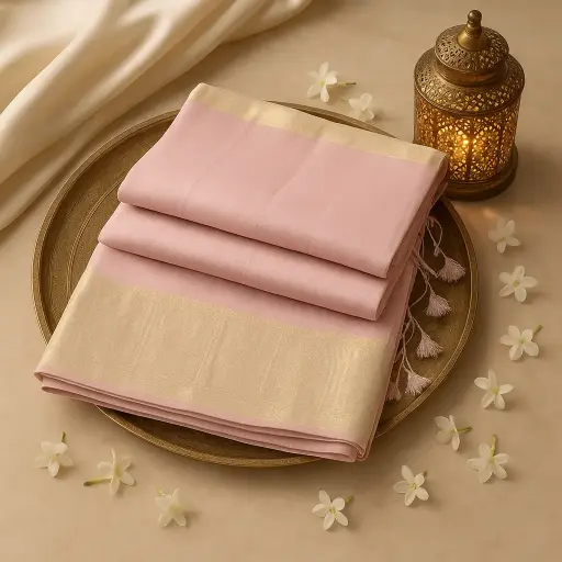 [80109001EW34F2] Elegant Mauve Organza Saree with Lustrous Zari Border 