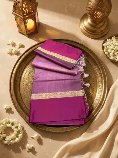 [80109001EX91F2] Magenta Wine Handwoven Raw Silk Saree with Zari Border