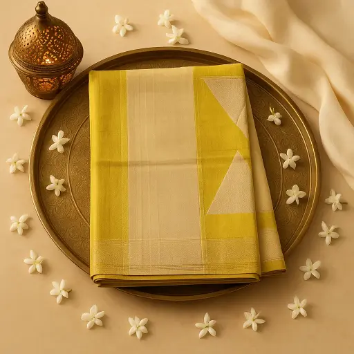 [73809001ET56F2] Elegant Olive Green Zari Woven Silk Saree