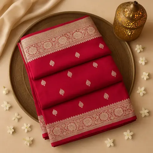 [93009001EV82F2] Elegant Magenta Silk Saree with Intricate Silver Zari Border