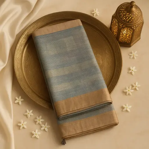 [97609001EX00F2] Elegant Contemporary Geometric Pattern Designer Saree with Zari Border