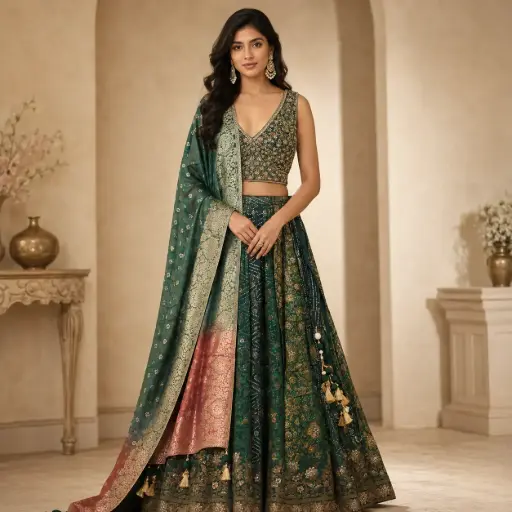 [31342074DA51F3] Women's Silver Grey Embroidered Lehenga Choli with Dupatta for Wedding, Sangeet and Festive Wear Set