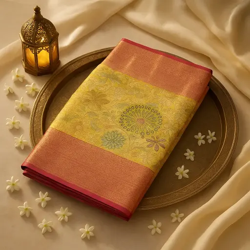 [92209001DA79F3] Exquisite Peacock Motif Silk Saree with Rich Zari Border
