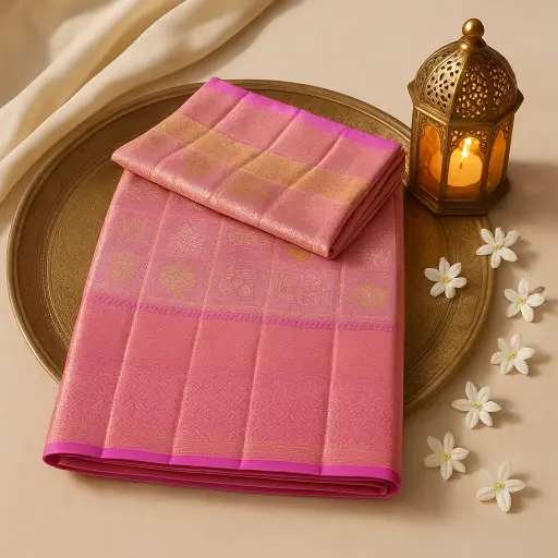 [92609001DC87F3] Exquisite Pink Designer Silk Saree with Intricate Zari Weave