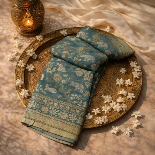 [2608100105] Elegant Art Silk Saree with Zari Border