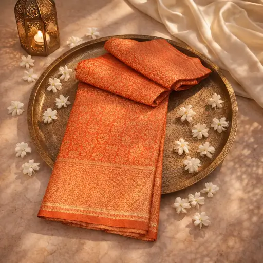 [2608100113] Elegant Art Silk Saree with Zari Borders
