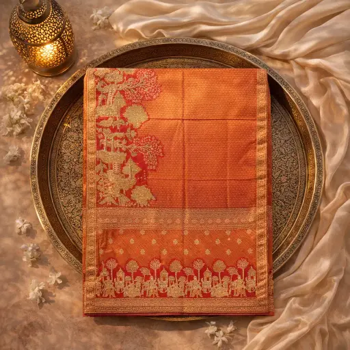 [2608210103] Luxury Handcrafted Indian Saree 