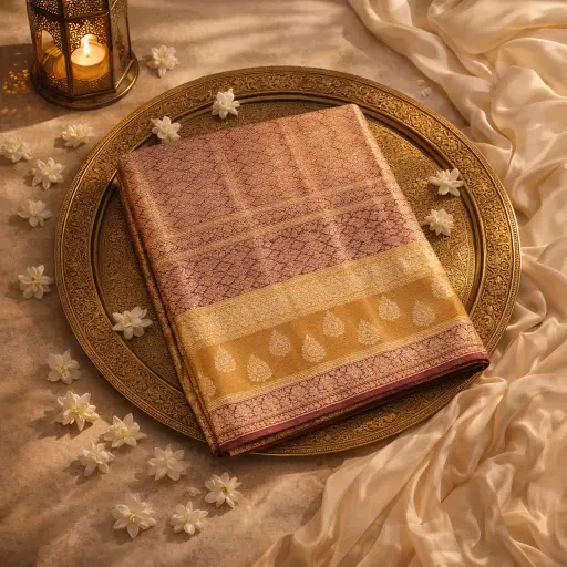 [2608210106] Luxurious Handcrafted Zari Embroidery Saree