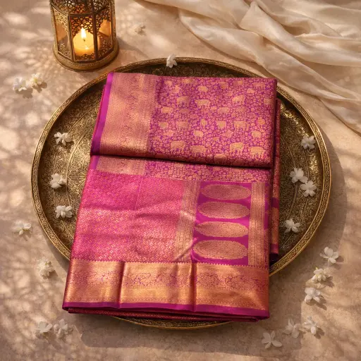 [2608220402] Elegant Purple Kanchipuram Saree