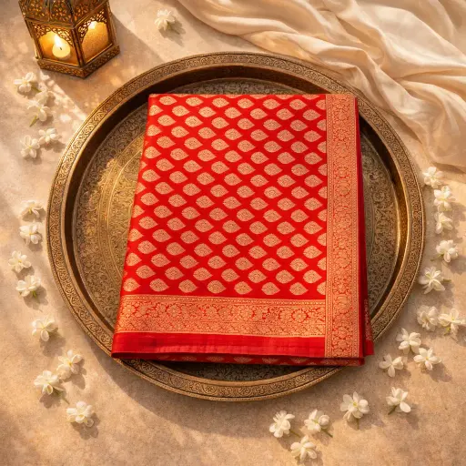 [2609011308] Luxurious Hand-Woven Red Saree