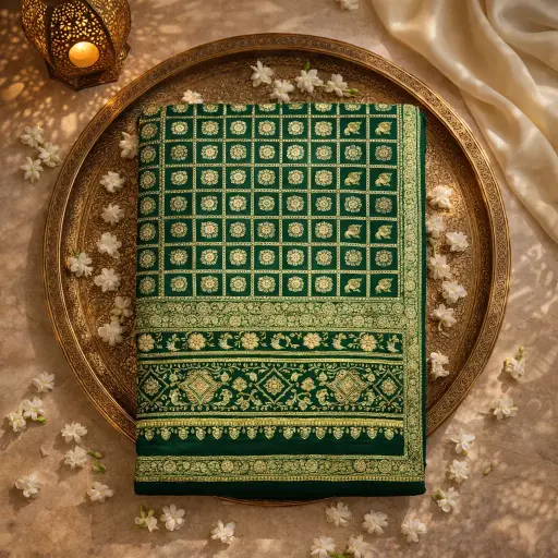 [59912025DF71F5] Elegant Green Embroidered Bandhani Saree